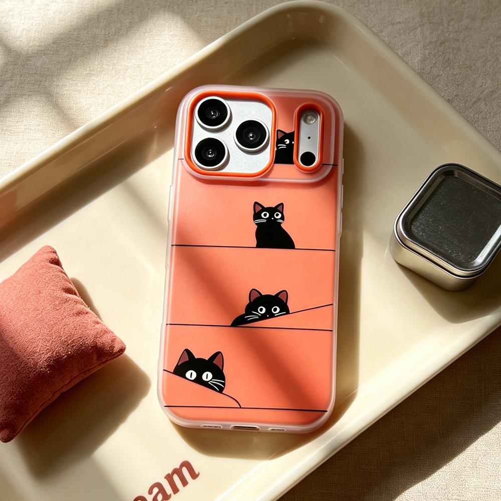 Hiding the black cat is suitable for vivo Xiaomi oppo Huawei creative matte 17pro mobile phone case Apple 17/16 niche