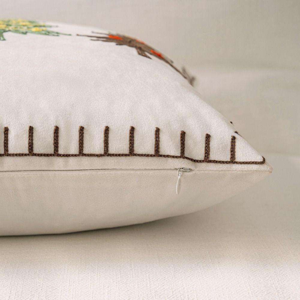 18 x 18 in Christmas Pillow Cover Short Plush Xmas Tree Pillowcase Cushion Slipcover  Sofa Decor