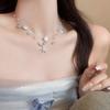 Summer Y2K Cute Shell Starfish Pendant Choker Necklace for Women Elegant Pearl Crystal Beaded Clavicle Chain Party Jewelry Gift