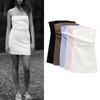 Spring New Style White Ruched Silm Straight Collar Tube Top Dress 7905717 3067365 3180332
