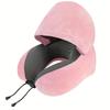 [U-Shaped Travel Pillow] Adjustable U-Shaped Travel Pillow with Hood | Medium Soft, Washable,Ergonomic Design, Neck Support Pillow for Airplane Use