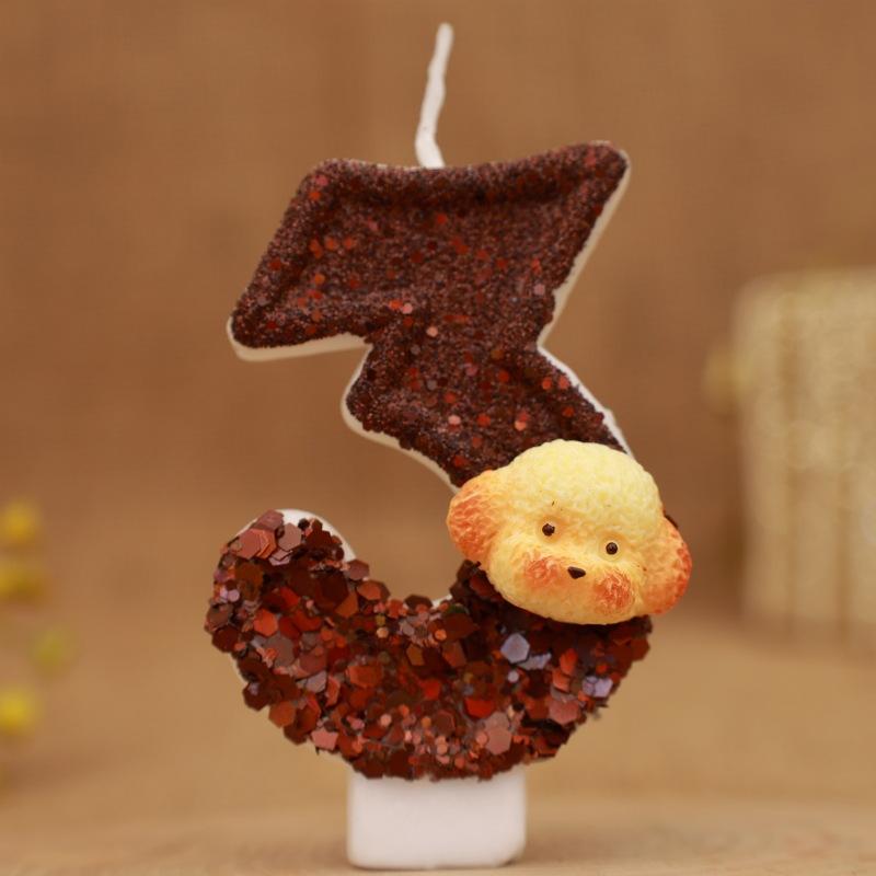 Creative Dog Head Digital Birthday Candle Cake Party Decoration First Birthday Celebration Candle