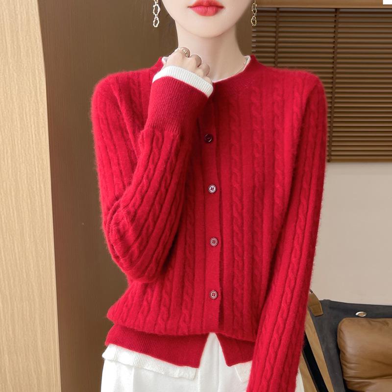 Dámský volný pletený dvoudílný svetr kardigan se sametovým topem