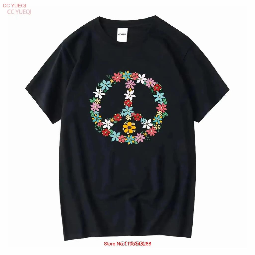 Love Peace Sign T Shirt 60s 70s Dye Tie Hippy Vintage Streetwear Homme Top For Everyday Wear Versatile Casual Vintage
