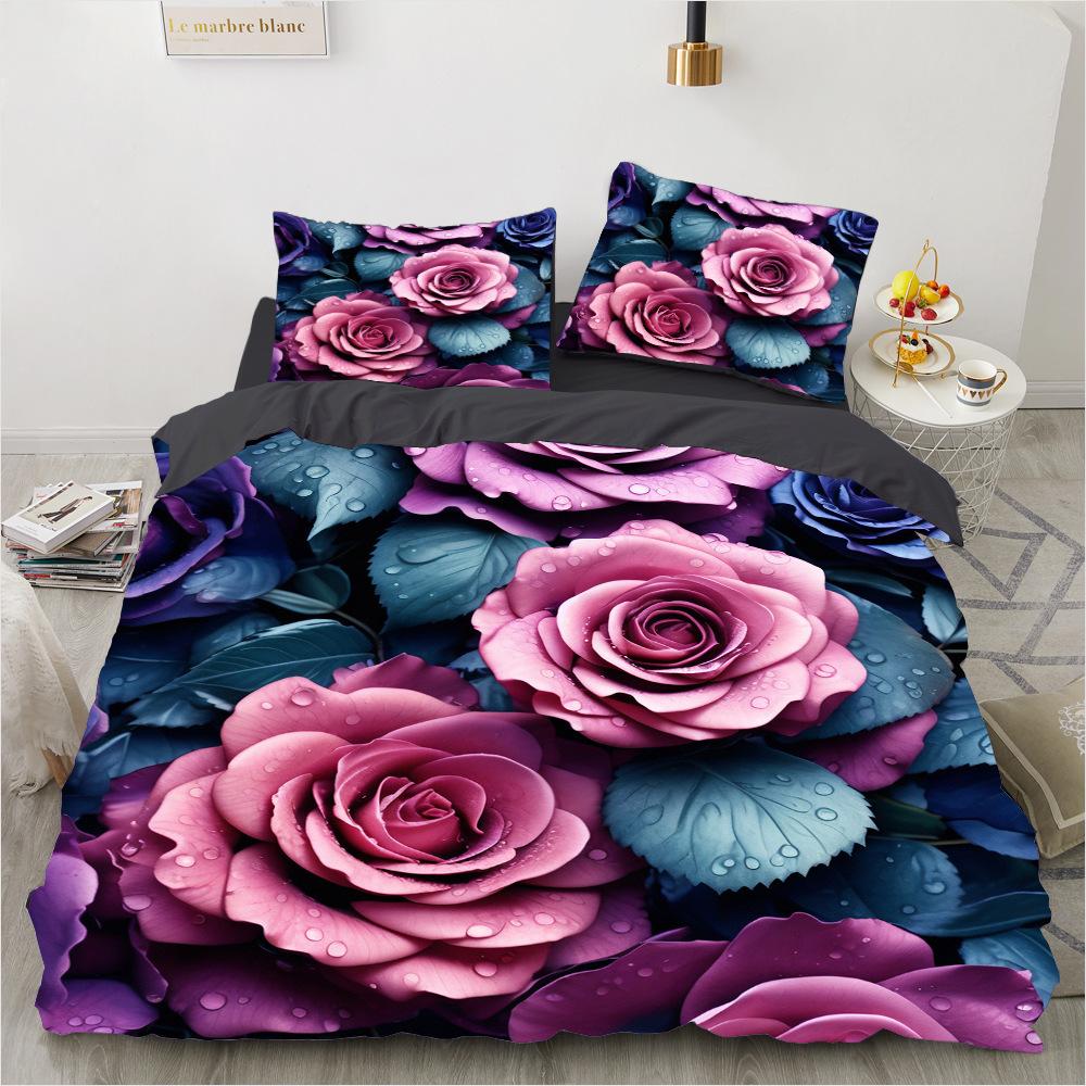 Bedding Set Digital Print Comfortable Duvet Cover for Home Bedroom Decoration, 1 Duvet Cover and 2pillowcase with Zippers