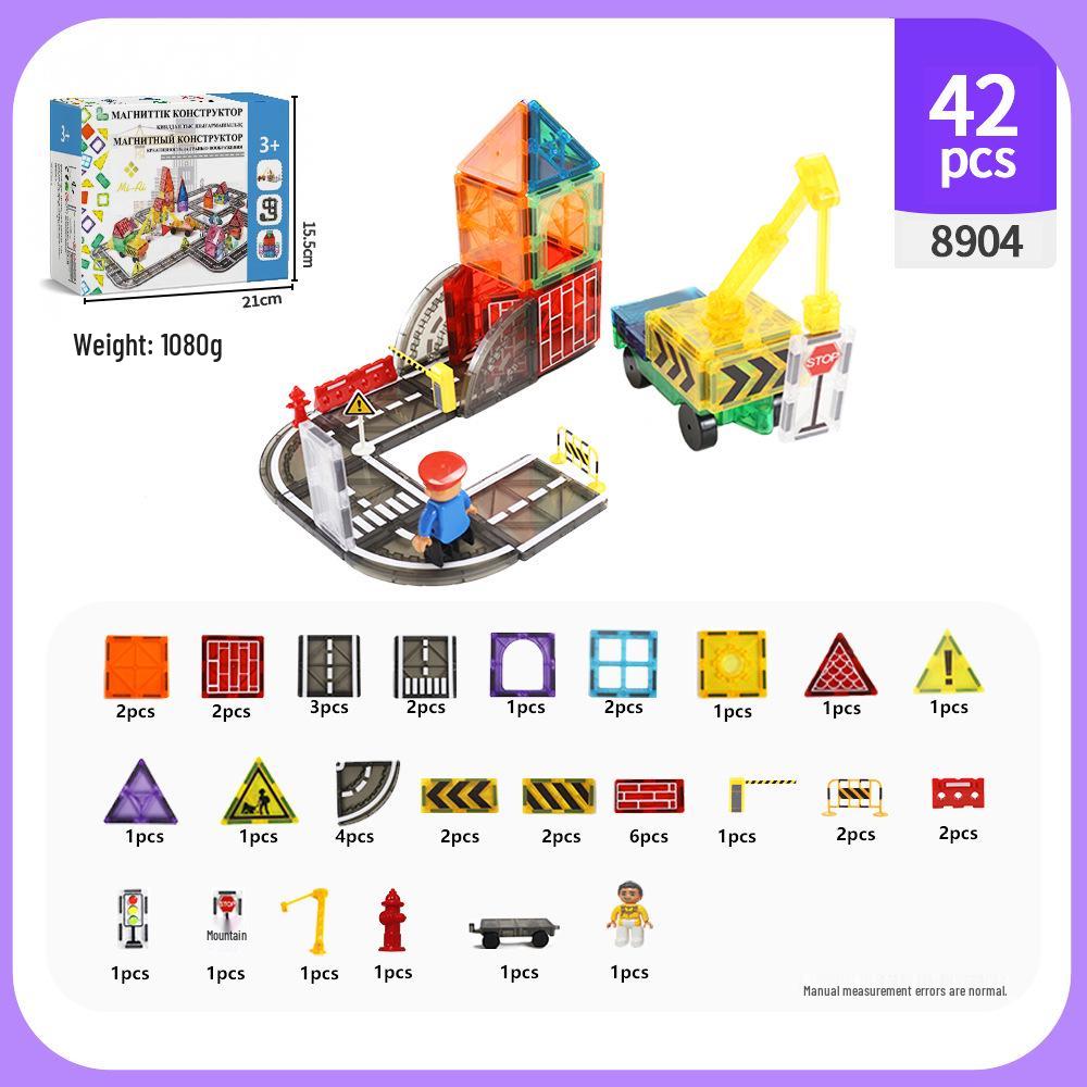 Cross-Color Magnetic Window Blocks: 7.5C Road & Traffic Construction Set for Kids