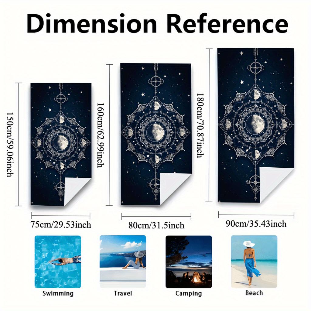 1pc Beach Towel with Starry Sky and Music Mandala Pattern- Soft, Absorbent, Quick-Drying- Suitable for Swimming, Camping,Bathing