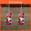 Christmas Santa Themed Claus Holding Tree Pattern Women Acrylic Earrings