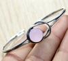 Pink Chalcedony 925 Silver Plated Bangle 7" Gemstone Handmade Jewellery M8r75