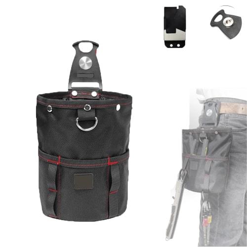 Prudencrose Spring-Loaded Nail Pouch with Quick Opening and Closing! 2-Tier Tool Pouch with Detachable Holder, Ideal for Organizing Small Items, Compa