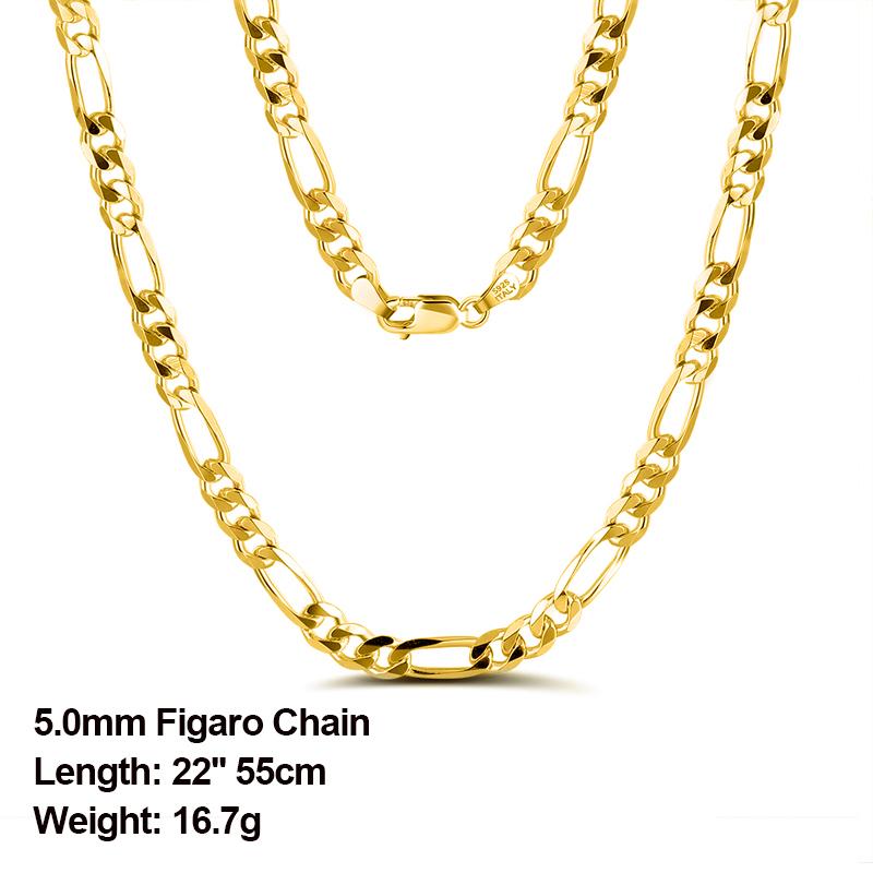 ORSA JEWELS Italian 925 Sterling Silver Diamond-Cut Figaro Chain Necklace S925 Silver Craft Men Women Neck Chains Jewelry SC34