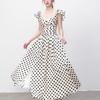 Korean Sweet High-end Polka Dot Dress for Women's Summer New Pleated Waist and Thin Temperament Long Skirt