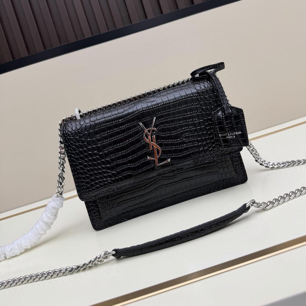 Yang Shulin 2026 Spring/Summer Women's Luxury Leather Crocodile Pattern Chain Shoulder Bag