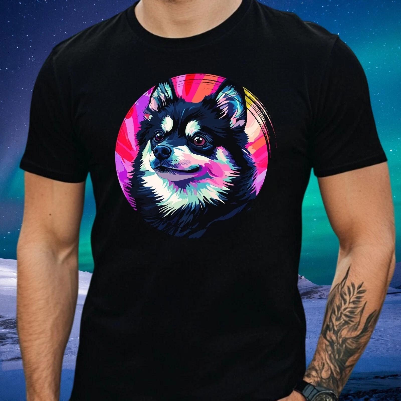 T-Shirt Herren Pomsky Hund Pop Art Motiv Baumwolle Größe S bis 5XL XL