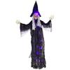 183 cm Life Size Halloween Animated Hanging Witch with Glowing LED Eyes & Body, Spooky Witch Scary Halloween Decorations, Battery Operated