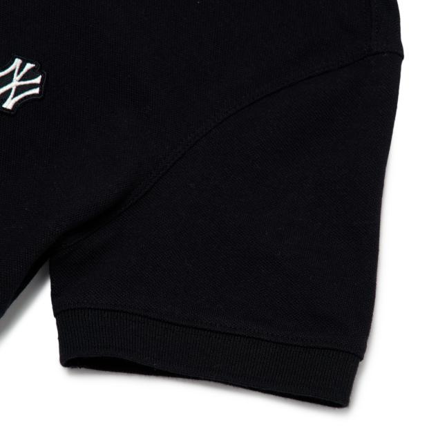 MLB New York Yankees Solid Polo Neck High Waist Pullover Sports Style Short Sleeve Dress Women dresses Black 3FOP00623-50BKS