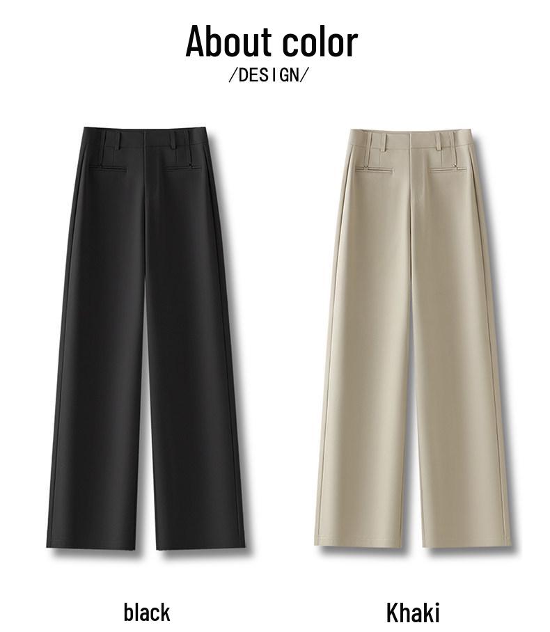 Women's Apricot High-Waisted Slimming Wide-Leg Pants - Spring/Summer 2026 Casual Suit Trousers