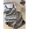 Pure Desire with Chest Pad, Bow Sling, Pajamas for Women's Spring and Summer 1011 Slim-fitting New Loungewear Suit, Outer Wear