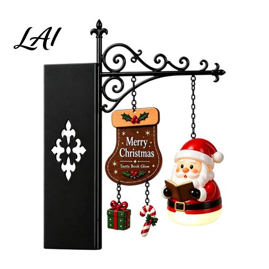 Holiday Home Library Ornaments Christmas Bookshelf Hanging Light Snowman Book Nook Lamp Metal Floating Display Holders Lantern Decor Ornament