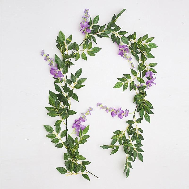 2M Girlande Ranke Seide Hängende Blume Künstliche Glyzinienblüten für Zuhause Garten Außen Zeremonie Hochzeitsbogen Blumendekoration