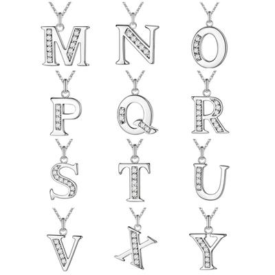 Halskette Beliebte Versilberung Kupfer Englische Buchstaben Strass Anhänger Kette für Party
