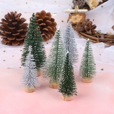 3/6 Pcs Miniature Christmas Tree Small Artificial Sisal Snow Landscape Architecture Trees for Christmas Crafts Tabletop Decor