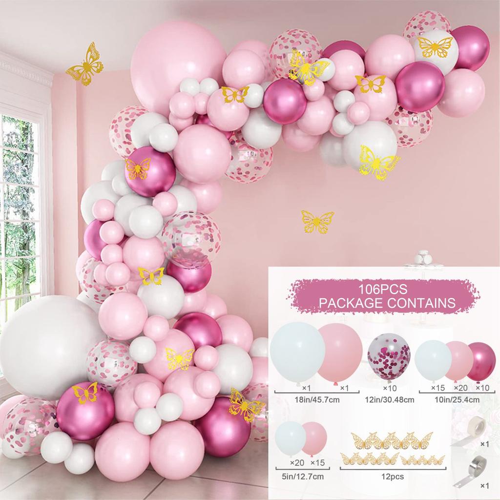 Macaron Pink Balloon Garland Arch Kit Rose Red Confetti Latex Air Balloons Baby Shower Girl Birthday Party Wedding Decorations
