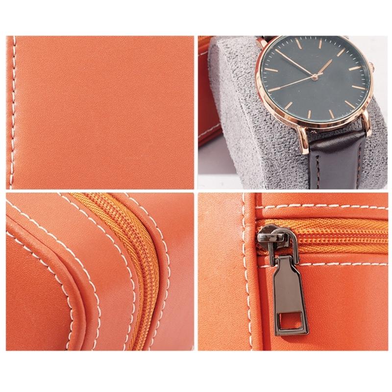 Compact Single Watch Travel Case For Watches And Smartwatches Up To 55mm With PU Leather And Microsuede Interiors