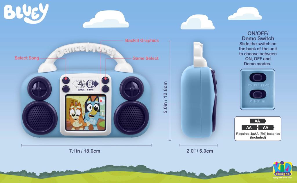 eKids Bluey Toy Music Player, Toddler Toy with Built-in Music for Bluey Toys Fans, Boys and Girls