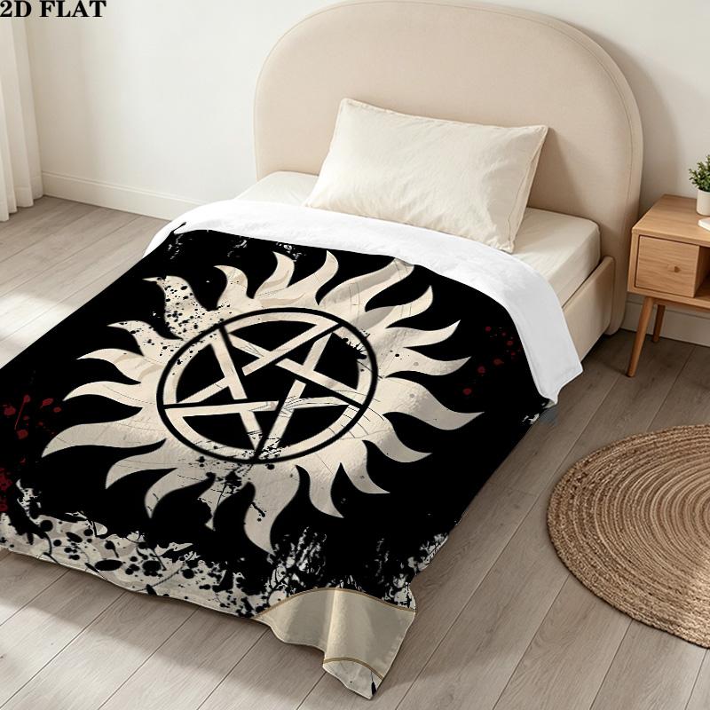 1PC Supernatural Patterned Flannel Blanket Suitable For All Seasons For Home Decor Warmth And Comfort Gifts Holiday Present