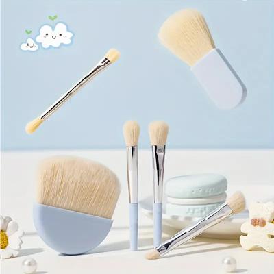 6Pcs Mini Makeup Brushes Set Soft Concealer Brush Beauty Foundation Eye Shadow Tool Portable Eyelash Brush with Storage Box