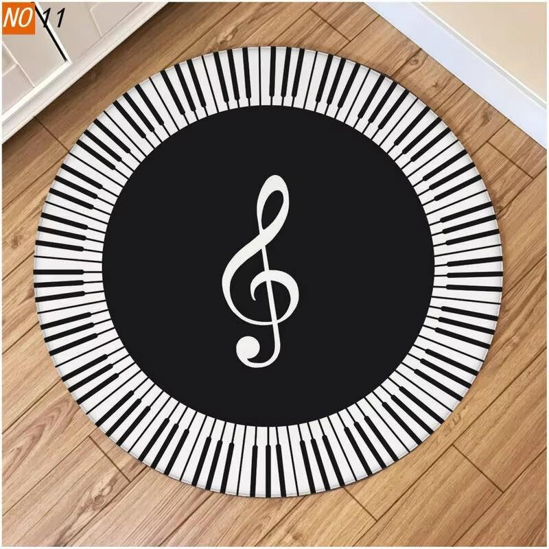 CD Musical Round Carpet Living Room Decoration Teenager Mat Anti Slip Chair Cushion Round Rugs for Bedroom Music Design Rug