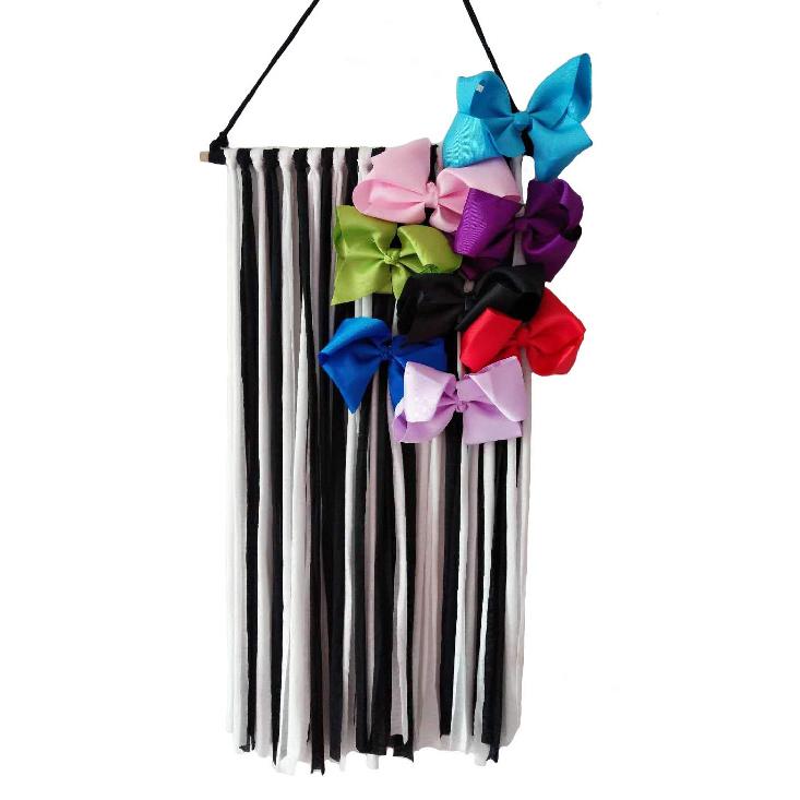 

Держатель для заколок, Органайзер для хранения повязок на голову и бантов для волос с бахромой для девочек (Белый черный)