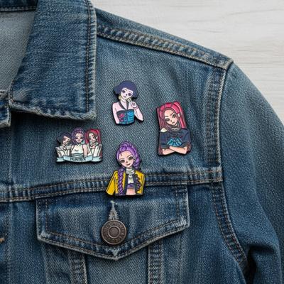 4pcs KPop Demon Hunters Enamel Brooch Badge HUNTR/X Alloy Backpack Accessory Rumi Mira Zoey Design Jewelry Gift for Children