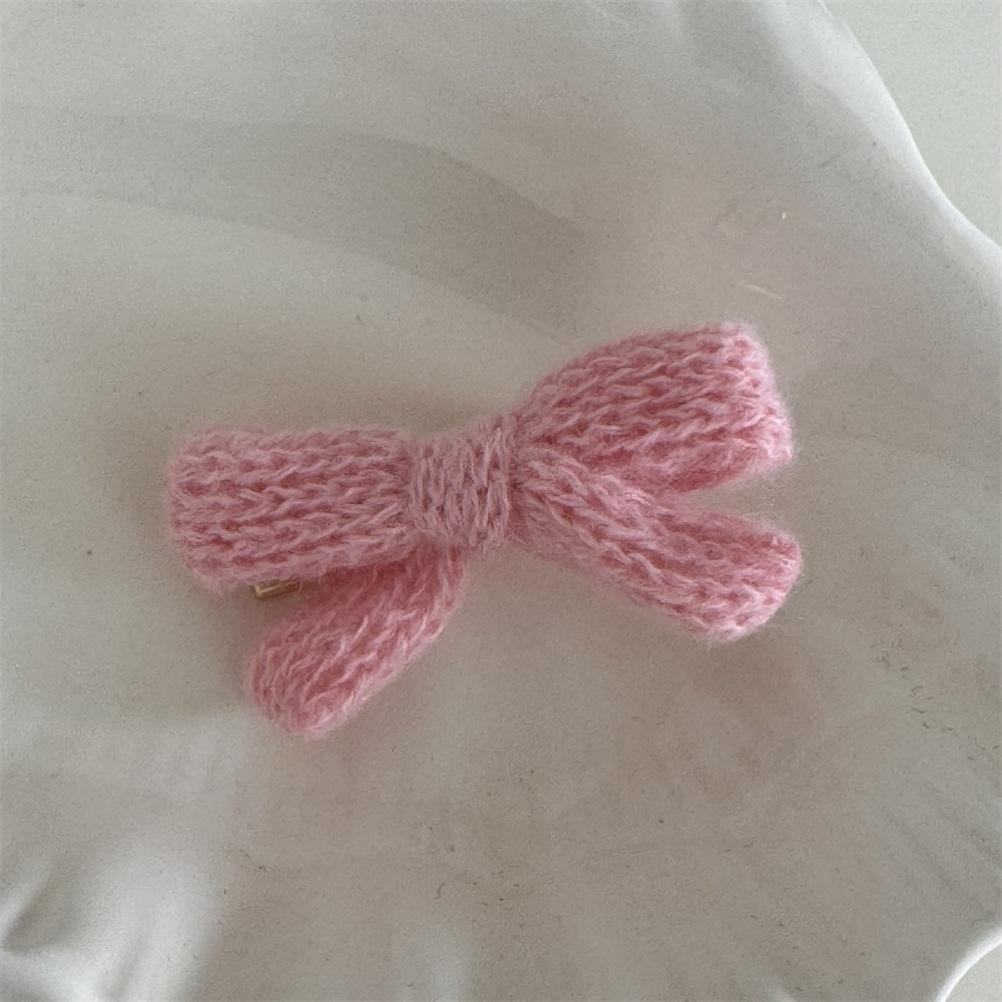 2Pcs/set Korean Winter Knit Bow Hair Clip Fashion Crochet Barrettes for Schoolgirl Cute Hair Accessories All-Match Headwear
