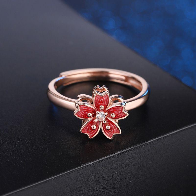 Luxury Flower Jewelry Set: Rotating Pendant Necklace, Stud Earrings & Ring - Elegant Gift for Her