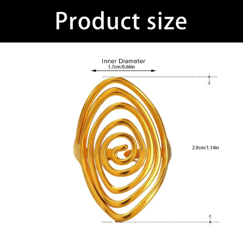 Stainless Steel Minimalist Whirl Motion Rotating Open Ring Adjustable Fit Comfortable Modern Open Vortex Ring Accessory