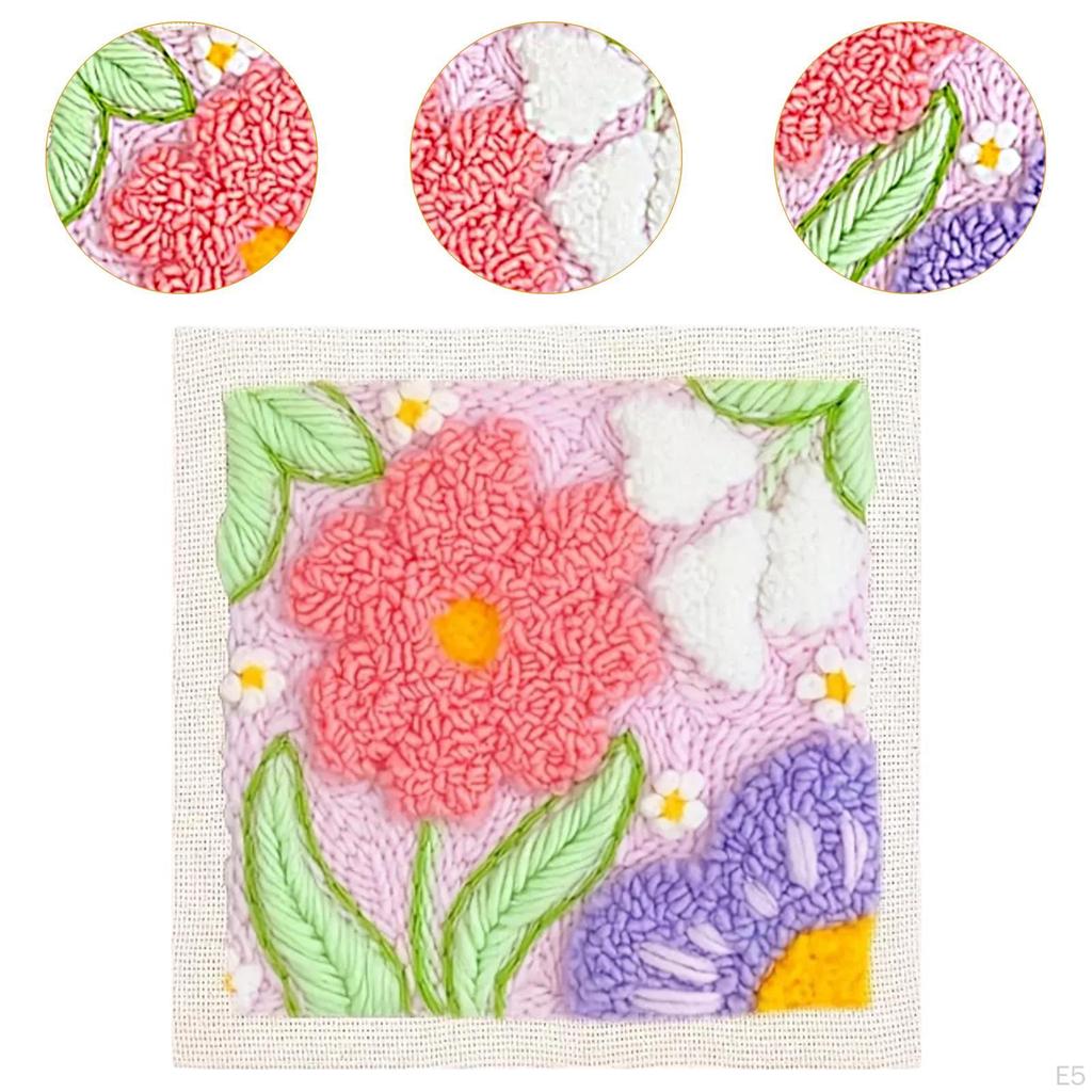 DIY Punch Pin Kits Stickerei Starter Kit handgefertigt 10''x10'' Projekte Materialien Home Decor Floral