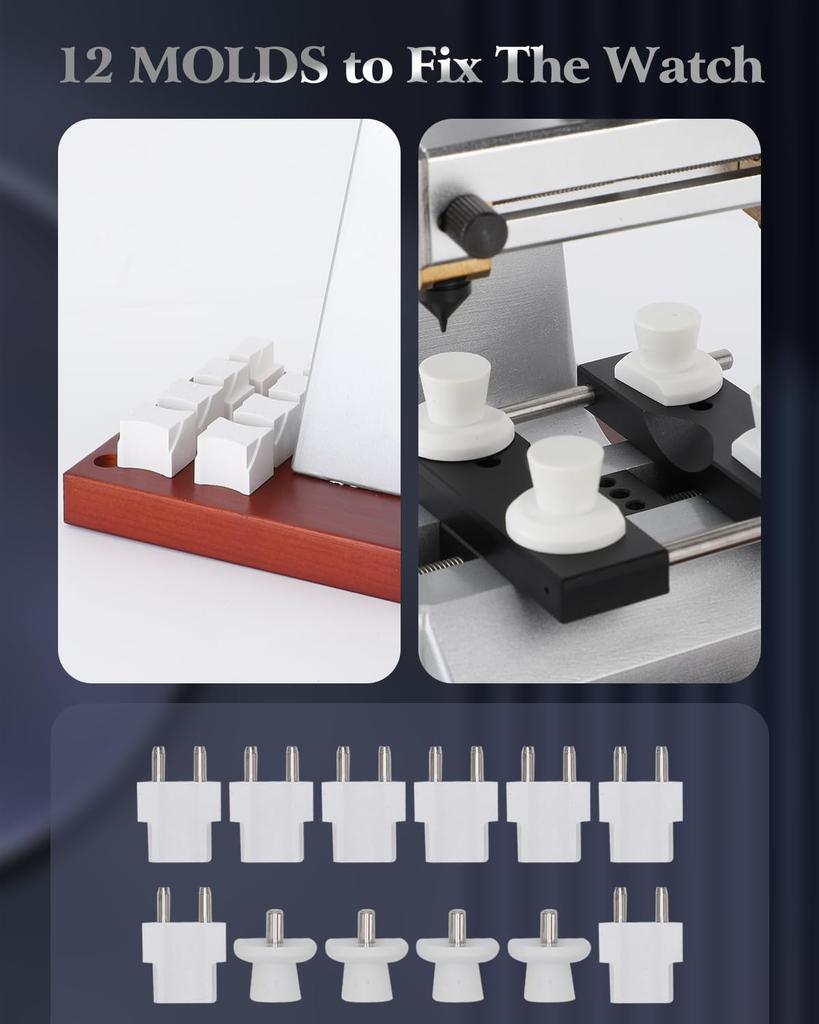 Watch Back Opener, Watch Case Opener, 5700 Bench Watch Back Opener with 6 Die Accessories for Watchmaker Repair, Watchmaking and Opening