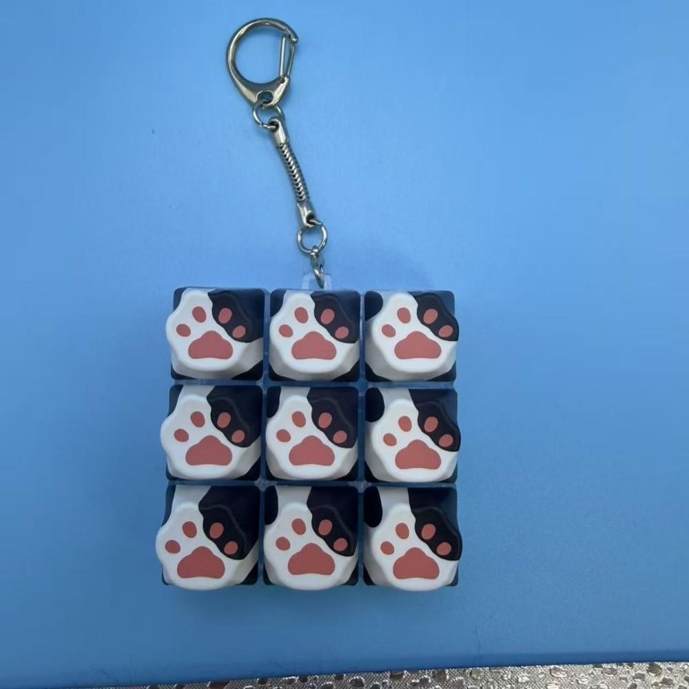 Cat Paw Stress Relief Clicker 4/9 Keys Fidget Keychain Relaxing Calming Keychain Keys  Bag Charms