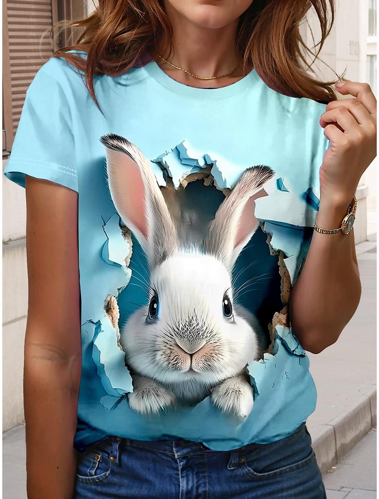 Casual Harajuku T-shirt Women's Round Neck T-shirt Top Clothing