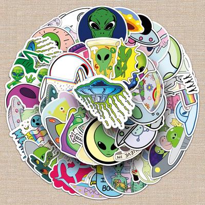 50 Creative Alien Cartoon Waterproof Stickers for Suitcases, Scooters, Computers, and Tablets