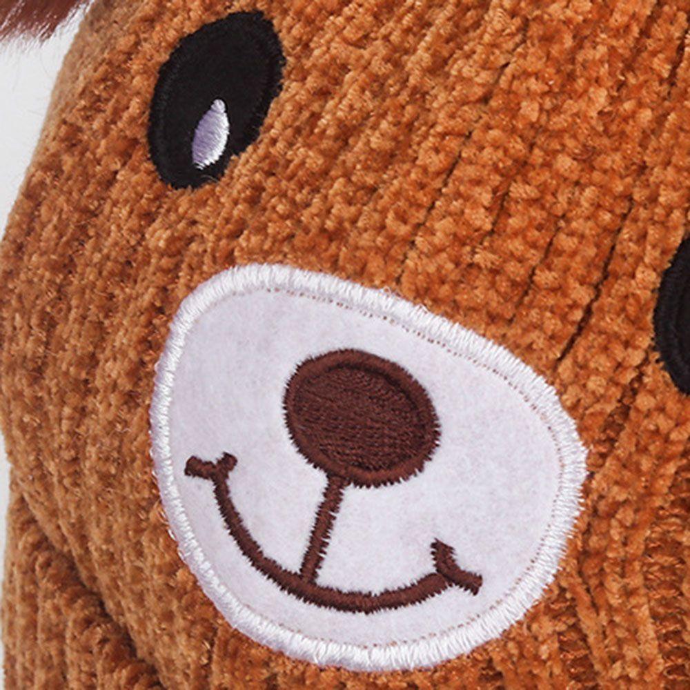 Hooded Scarf Bear Knitted Hat Winter Pompom Baby Hat Fleece Lining Earflap Cap Toddler Beanie