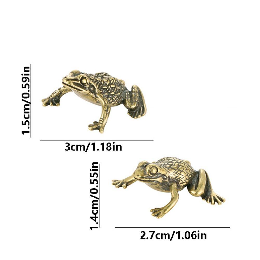 Solid Brass Brass Toad Figurine Retro Style Tea Pet Ornament Golden Toad Statue  Desktop Decoration