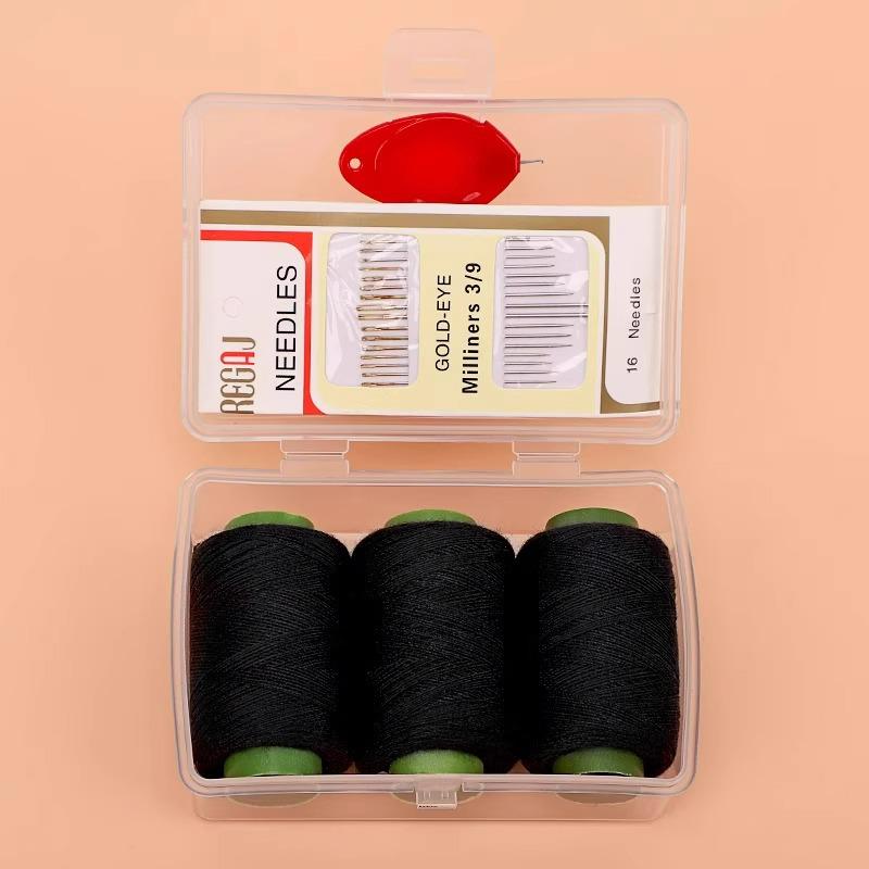 Black & White DIY Sewing Thread and Needle Set for Mending and Handcrafts
