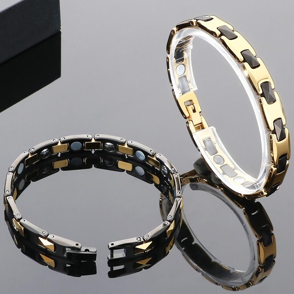 Herren Magnettherapie Germanium Armbänder für Herren Vakuumbeschichteter Wolframstahl Hypoallergener Gesundheitsschmuck Mode Geschenke für Ihn