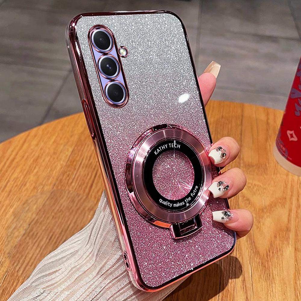 

Glitter Plating Magnetic Bracket Case For Samsung Galaxy A16 A06 A55 A15 A25 A35 A05 A05S A54 A24 A34 A14 A04 Stand Soft Cover For Samsung A54