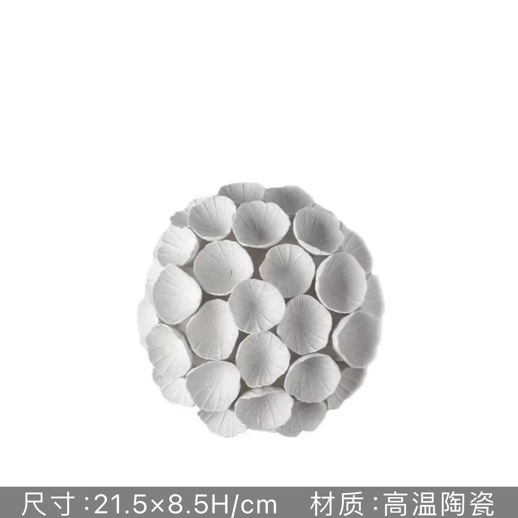 Ceramic Square White Flower Painting Creative Living Room Decoration Ceramic Petal Painting Interior Decoration Background Wall