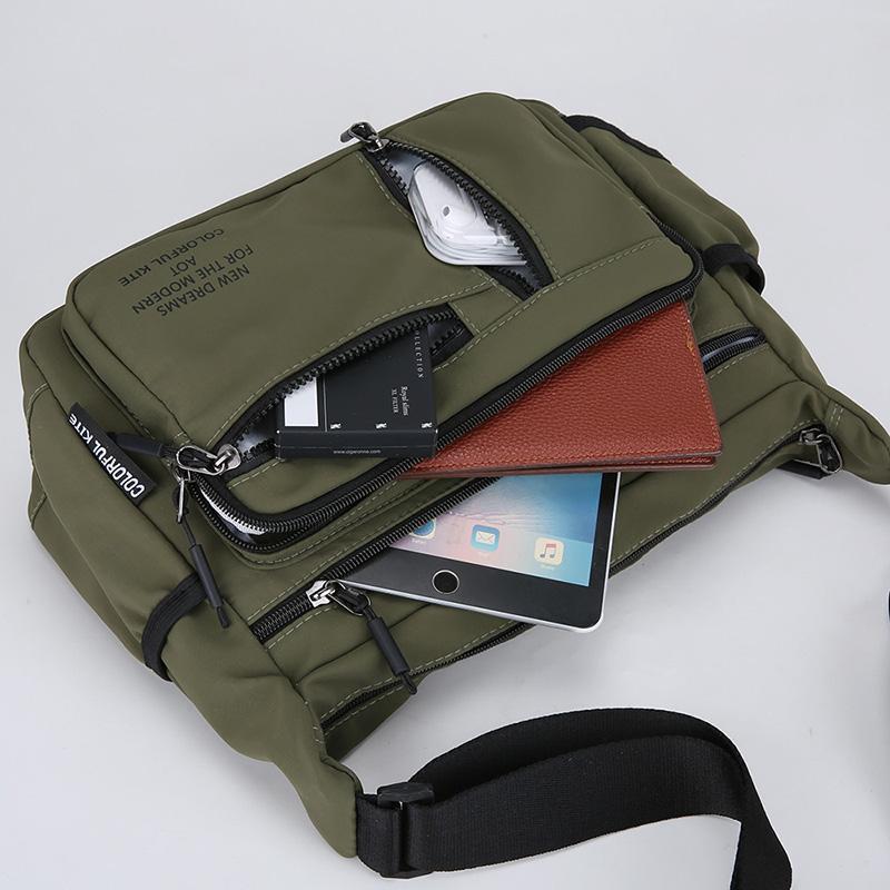 Men's Crossbody Bag Large Capacity Waterproof Shoulder Travel Bag Business Nylon Zipper Soft Backpack with Bottler Holder