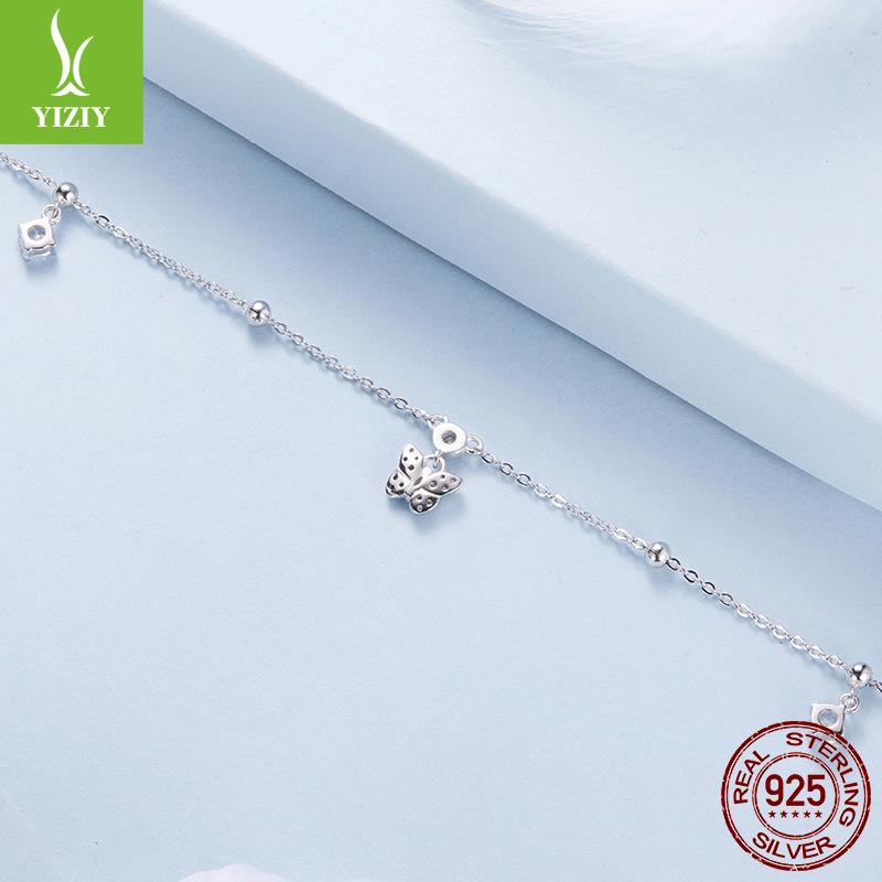 S925 Sterling Silver Butterfly Anklet Adjustable Wind Simple Versatile Butterfly Anklet Jewelry